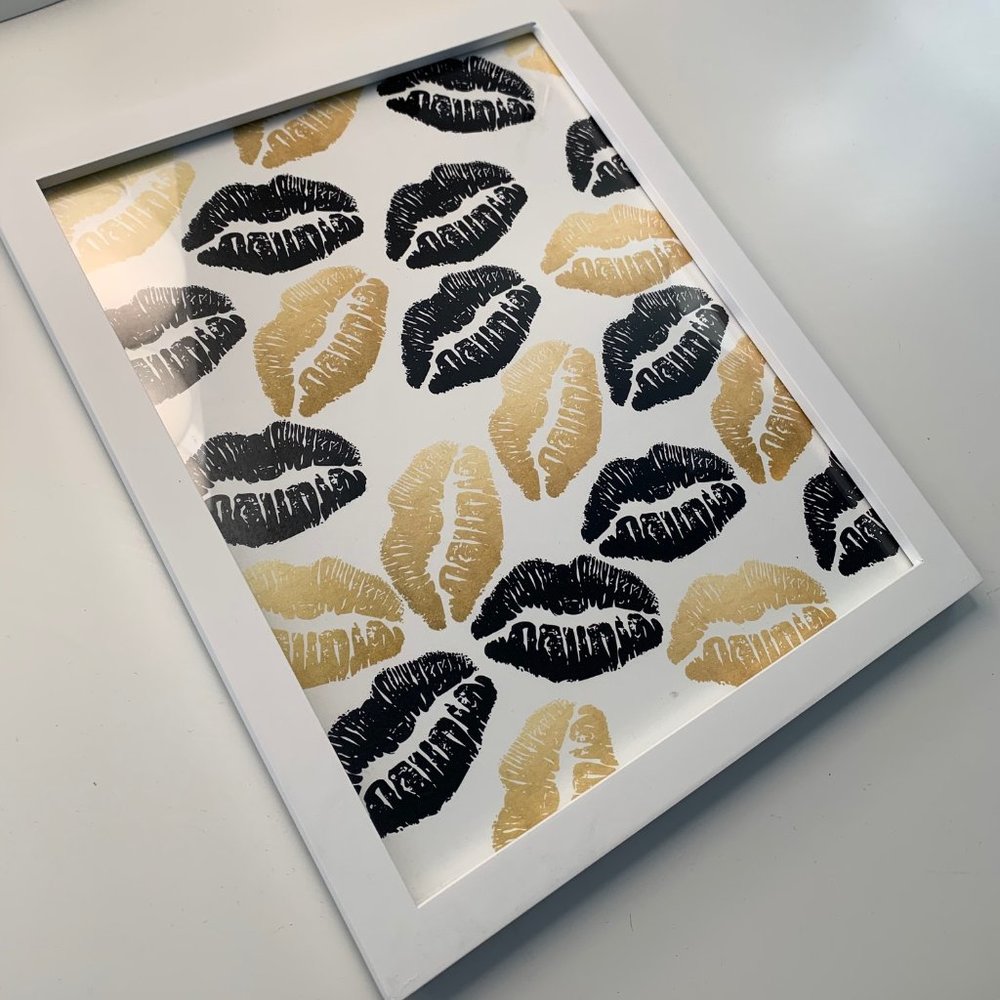 8x10 Framed Lip Art for Glam Office Makeup Room